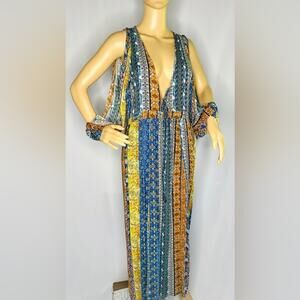 Luxxel Goddess Long Slit Sleeve Dress